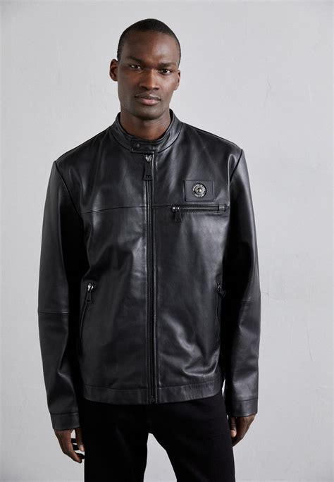 versace lederjacke nero